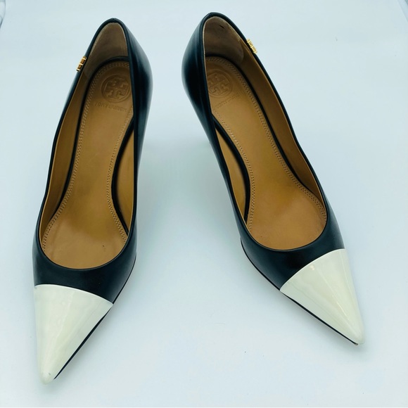 TORY BURCH LEATHER PENELOPE CAP TOE HEELS - Picture 3 of 10